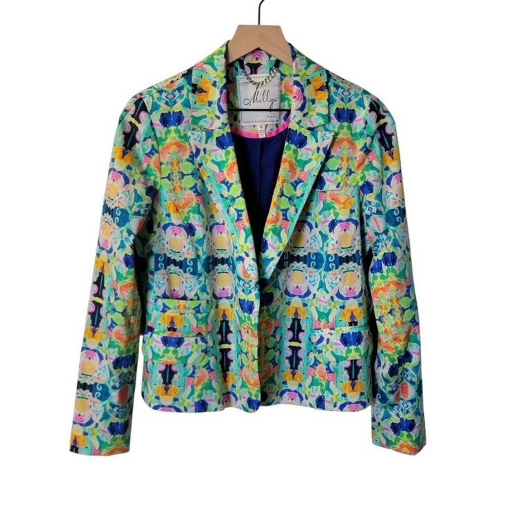 MILLY of New York Multicolor Kaleidescope Print Blazer Jacket 10